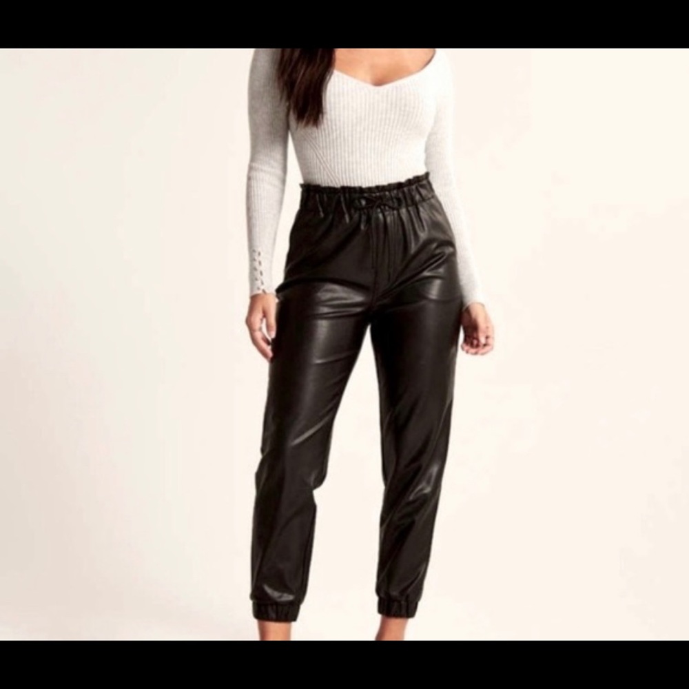 Black vegan leather Joggers